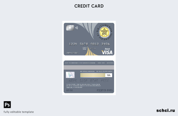 цифровая загрузка Багамских островов Шаблон карты Visa Центрального банка